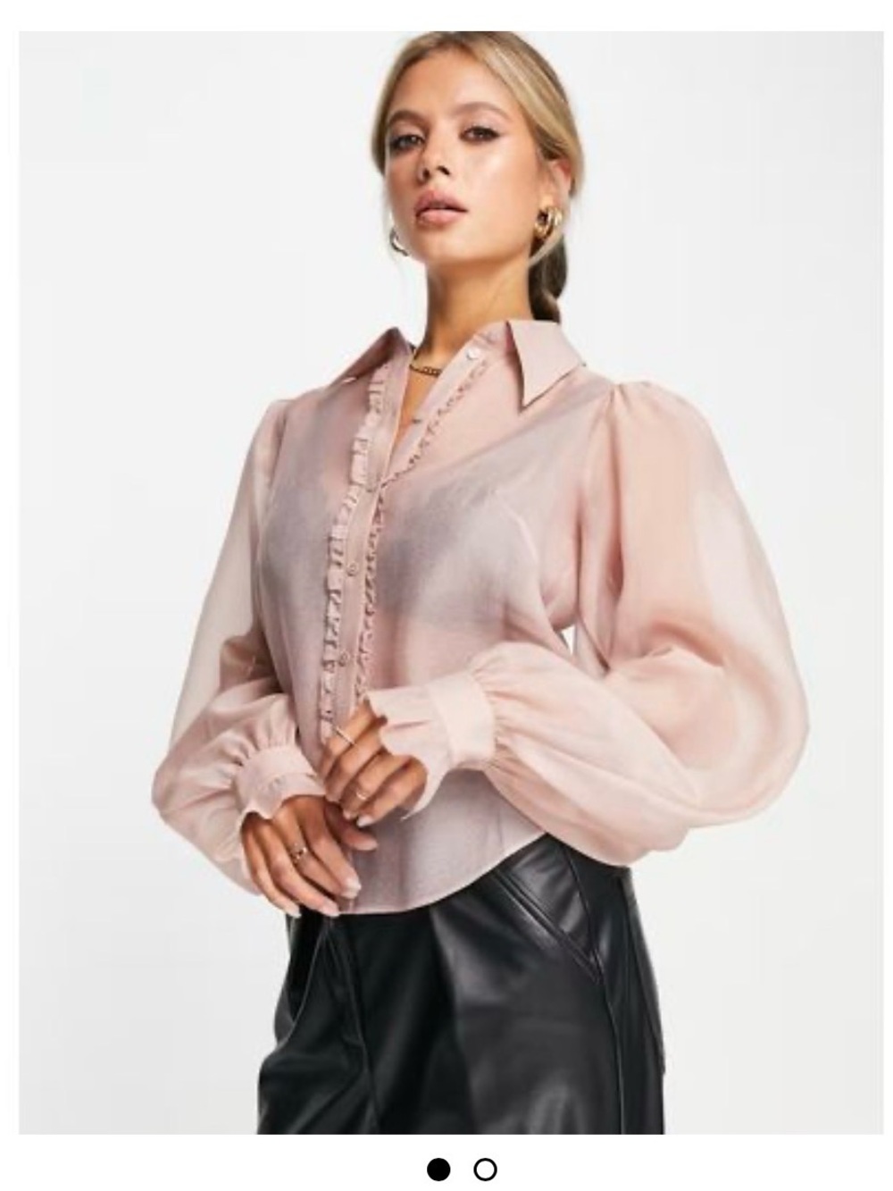NWT Women’s & Other Stories | Frill Detail Blouse w/ Volume Sleeves in Blush 42